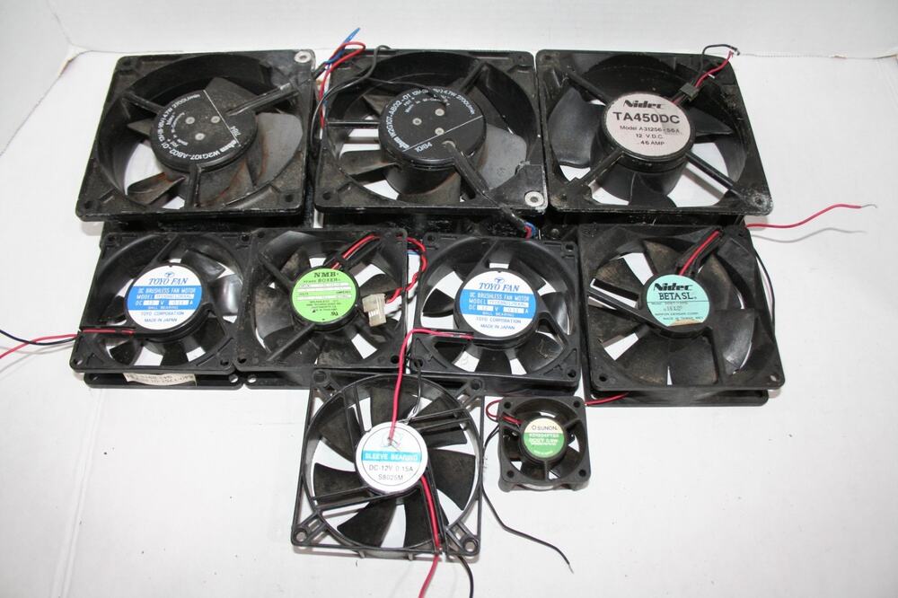 Lot of 9 D/C Fans Computer Generator Cooling Work